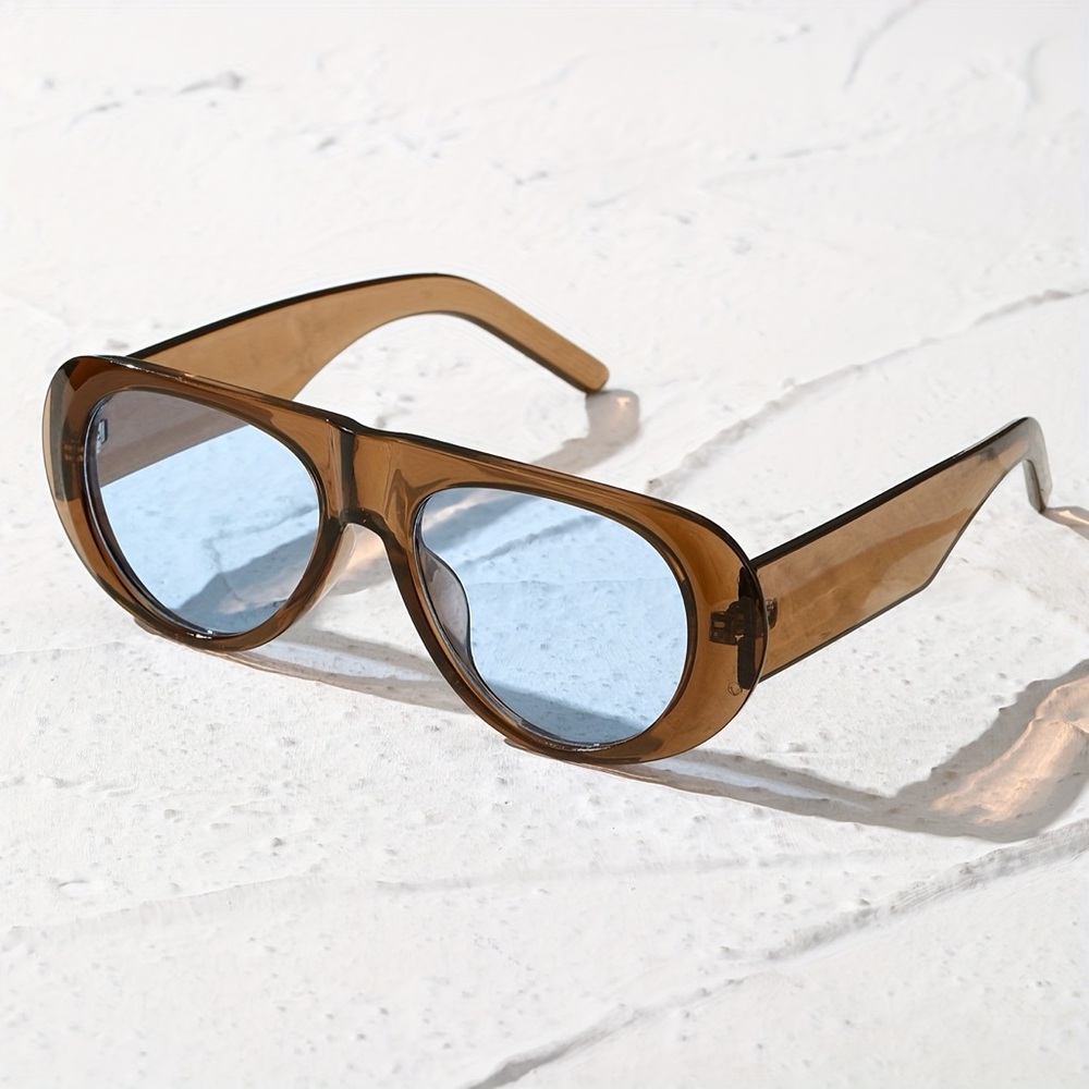 Translucent Brown Sunglasses with Blue Lenses! Excellent condition! - Picture 3 of 6